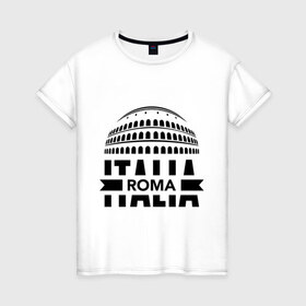 Женская футболка хлопок с принтом Italia , 100% хлопок | прямой крой, круглый вырез горловины, длина до линии бедер, слегка спущенное плечо | italia | roma | италия | колизей | рим