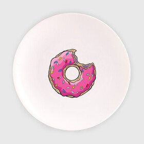 Тарелка с принтом Пончик Гомера , фарфор | диаметр - 210 мм
диаметр для нанесения принта - 120 мм | для влюбленных | для двоих | для пар | парные | пончики