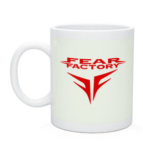 Кружка с принтом Fear Factory logo , керамика | объем — 330 мл, диаметр — 80 мм. Принт наносится на бока кружки, можно сделать два разных изображения | Тематика изображения на принте: fear factory