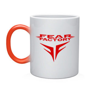 Кружка хамелеон с принтом Fear Factory logo , керамика | меняет цвет при нагревании, емкость 330 мл | Тематика изображения на принте: fear factory