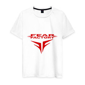 Мужская футболка хлопок с принтом Fear Factory logo , 100% хлопок | прямой крой, круглый вырез горловины, длина до линии бедер, слегка спущенное плечо. | Тематика изображения на принте: fear factory