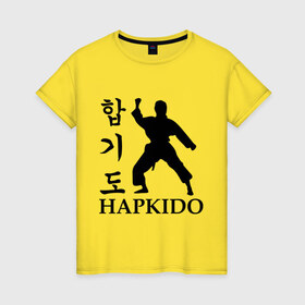 Женская футболка хлопок с принтом Hapkido , 100% хлопок | прямой крой, круглый вырез горловины, длина до линии бедер, слегка спущенное плечо | 