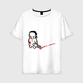 Женская футболка хлопок Oversize с принтом грустный маньяк , 100% хлопок | свободный крой, круглый ворот, спущенный рукав, длина до линии бедер
 | 