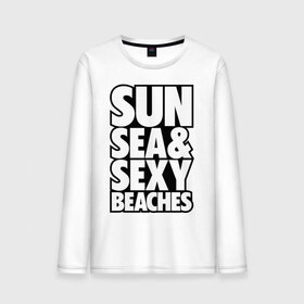 Мужской лонгслив хлопок с принтом Sun Sea & Sexy Beaches , 100% хлопок |  | 