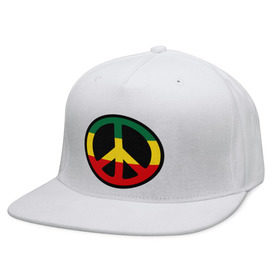 Кепка снепбек с прямым козырьком с принтом Peace simbol , хлопок 100% |  | reggae | мир | раста | растафари