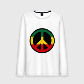 Мужской лонгслив хлопок с принтом Peace simbol , 100% хлопок |  | reggae | мир | раста | растафари