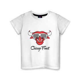 Детская футболка хлопок с принтом Chicago Finest , 100% хлопок | круглый вырез горловины, полуприлегающий силуэт, длина до линии бедер | bull | bulls | chicago bulls | swag | swag style | бык | одежда сваг | сваг | сваг стиль | свег | свог | свэг | чикаго буллз