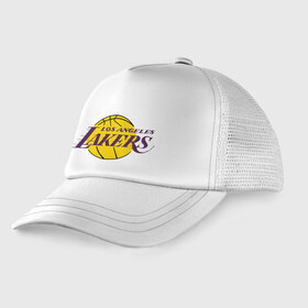 Детская кепка тракер с принтом LA Lakers , Козырек - 100% хлопок. Кепка - 100% полиэстер, Задняя часть - сетка | универсальный размер, пластиковая застёжка | Тематика изображения на принте: basketball | lakers | media | nba | toplanding | баскетболл | лейкерс | лого баскетбольных клубов | лос анджелес | нба