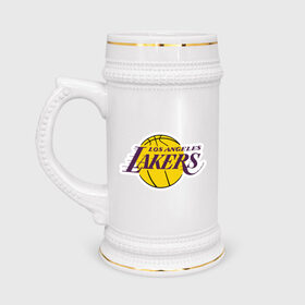 Кружка пивная с принтом LA Lakers ,  керамика (Материал выдерживает высокую температуру, стоит избегать резкого перепада температур) |  объем 630 мл | basketball | lakers | media | nba | toplanding | баскетболл | лейкерс | лого баскетбольных клубов | лос анджелес | нба