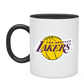 Кружка двухцветная с принтом LA Lakers , керамика | объем — 330 мл, диаметр — 80 мм. Цветная ручка и кайма сверху, в некоторых цветах — вся внутренняя часть | basketball | lakers | media | nba | toplanding | баскетболл | лейкерс | лого баскетбольных клубов | лос анджелес | нба