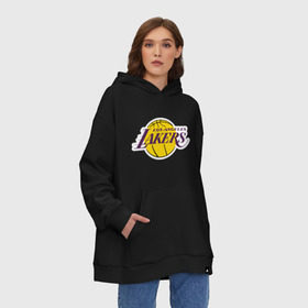 Худи SuperOversize хлопок с принтом LA Lakers , 70% хлопок, 30% полиэстер, мягкий начес внутри | карман-кенгуру, эластичная резинка на манжетах и по нижней кромке, двухслойный капюшон
 | basketball | lakers | media | nba | toplanding | баскетболл | лейкерс | лого баскетбольных клубов | лос анджелес | нба