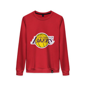 Женский свитшот хлопок с принтом LA Lakers , 100% хлопок | прямой крой, круглый вырез, на манжетах и по низу широкая трикотажная резинка  | basketball | lakers | media | nba | toplanding | баскетболл | лейкерс | лого баскетбольных клубов | лос анджелес | нба