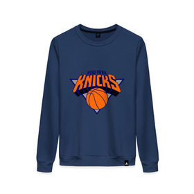 Женский свитшот хлопок с принтом NY Knicks , 100% хлопок | прямой крой, круглый вырез, на манжетах и по низу широкая трикотажная резинка  | basketball | nba | баскетболл | лого баскетбольных клубов | нба | нью йорк