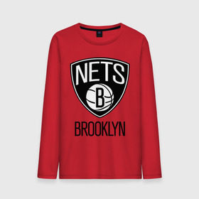 Мужской лонгслив хлопок с принтом Nets Brooklyn , 100% хлопок |  | Тематика изображения на принте: бруклин