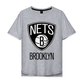 Мужская футболка хлопок Oversize с принтом Nets Brooklyn , 100% хлопок | свободный крой, круглый ворот, “спинка” длиннее передней части | Тематика изображения на принте: бруклин