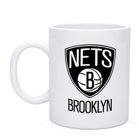 Кружка с принтом Nets Brooklyn , керамика | объем — 330 мл, диаметр — 80 мм. Принт наносится на бока кружки, можно сделать два разных изображения | Тематика изображения на принте: бруклин