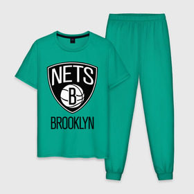 Мужская пижама хлопок с принтом Nets Brooklyn , 100% хлопок | брюки и футболка прямого кроя, без карманов, на брюках мягкая резинка на поясе и по низу штанин
 | Тематика изображения на принте: бруклин