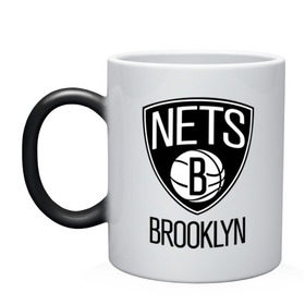Кружка хамелеон с принтом Nets Brooklyn , керамика | меняет цвет при нагревании, емкость 330 мл | бруклин