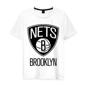 Мужская футболка хлопок с принтом Nets Brooklyn , 100% хлопок | прямой крой, круглый вырез горловины, длина до линии бедер, слегка спущенное плечо. | Тематика изображения на принте: бруклин