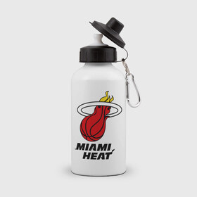 Бутылка спортивная с принтом Miami Heat-logo , металл | емкость — 500 мл, в комплекте две пластиковые крышки и карабин для крепления | basketball | nba | баскетболл | лого баскетбольных клубов | майами | нба