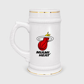 Кружка пивная с принтом Miami Heat-logo ,  керамика (Материал выдерживает высокую температуру, стоит избегать резкого перепада температур) |  объем 630 мл | basketball | nba | баскетболл | лого баскетбольных клубов | майами | нба