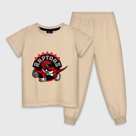Детская пижама хлопок с принтом Toronto , 100% хлопок |  брюки и футболка прямого кроя, без карманов, на брюках мягкая резинка на поясе и по низу штанин
 | basketball | nba | баскетболл | лого баскетбольных клубов | нба | рапторс | торонто