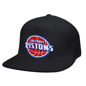 Кепка снепбек с прямым козырьком с принтом Detroit Pistons - logo , хлопок 100% |  | Тематика изображения на принте: basketball | nba | баскетболл | детроит | лого баскетбольных клубов | нба