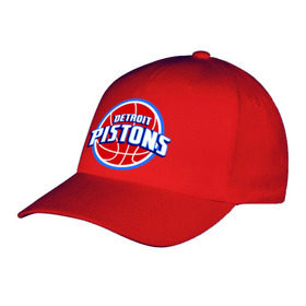 Бейсболка с принтом Detroit Pistons - logo , 100% хлопок | классический козырек, металлическая застежка-регулятор размера | Тематика изображения на принте: basketball | nba | баскетболл | детроит | лого баскетбольных клубов | нба