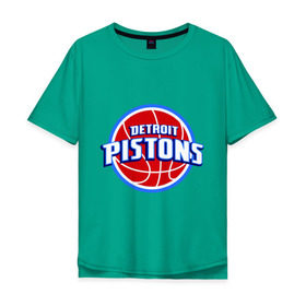 Мужская футболка хлопок Oversize с принтом Detroit Pistons - logo , 100% хлопок | свободный крой, круглый ворот, “спинка” длиннее передней части | basketball | nba | баскетболл | детроит | лого баскетбольных клубов | нба