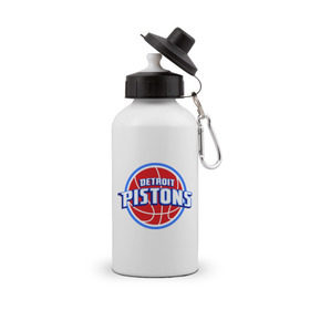 Бутылка спортивная с принтом Detroit Pistons - logo , металл | емкость — 500 мл, в комплекте две пластиковые крышки и карабин для крепления | Тематика изображения на принте: basketball | nba | баскетболл | детроит | лого баскетбольных клубов | нба