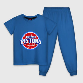 Детская пижама хлопок с принтом Detroit Pistons - logo , 100% хлопок |  брюки и футболка прямого кроя, без карманов, на брюках мягкая резинка на поясе и по низу штанин
 | Тематика изображения на принте: basketball | nba | баскетболл | детроит | лого баскетбольных клубов | нба