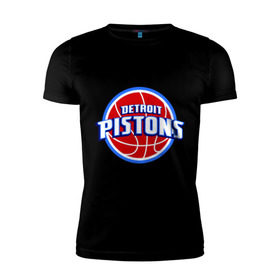 Мужская футболка премиум с принтом Detroit Pistons - logo , 92% хлопок, 8% лайкра | приталенный силуэт, круглый вырез ворота, длина до линии бедра, короткий рукав | Тематика изображения на принте: basketball | nba | баскетболл | детроит | лого баскетбольных клубов | нба