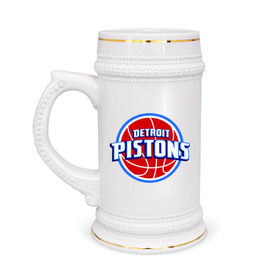 Кружка пивная с принтом Detroit Pistons - logo ,  керамика (Материал выдерживает высокую температуру, стоит избегать резкого перепада температур) |  объем 630 мл | Тематика изображения на принте: basketball | nba | баскетболл | детроит | лого баскетбольных клубов | нба