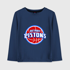 Детский лонгслив хлопок с принтом Detroit Pistons - logo , 100% хлопок | круглый вырез горловины, полуприлегающий силуэт, длина до линии бедер | Тематика изображения на принте: basketball | nba | баскетболл | детроит | лого баскетбольных клубов | нба