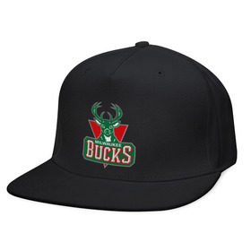 Кепка снепбек с прямым козырьком с принтом Milwaukee Bucks - logo , хлопок 100% |  | basketball | nba | баскетболл | лого баскетбольных клубов | нба