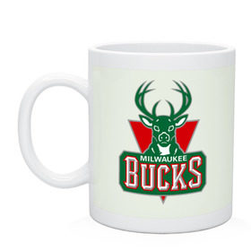 Кружка с принтом Milwaukee Bucks - logo , керамика | объем — 330 мл, диаметр — 80 мм. Принт наносится на бока кружки, можно сделать два разных изображения | Тематика изображения на принте: basketball | nba | баскетболл | лого баскетбольных клубов | нба