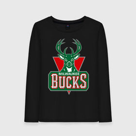 Женский лонгслив хлопок с принтом Milwaukee Bucks - logo , 100% хлопок |  | Тематика изображения на принте: basketball | nba | баскетболл | лого баскетбольных клубов | нба