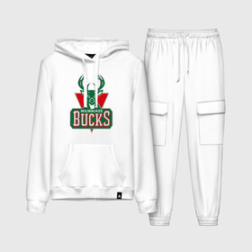 Женский костюм хлопок (с толстовкой) с принтом Milwaukee Bucks   logo ,  |  | Тематика изображения на принте: basketball | nba | баскетболл | лого баскетбольных клубов | нба