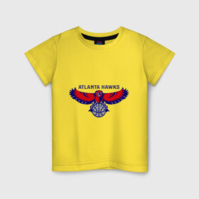 Детская футболка хлопок с принтом Atlanta Hawks - logo , 100% хлопок | круглый вырез горловины, полуприлегающий силуэт, длина до линии бедер | 