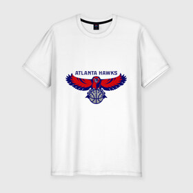Мужская футболка премиум с принтом Atlanta Hawks - logo , 92% хлопок, 8% лайкра | приталенный силуэт, круглый вырез ворота, длина до линии бедра, короткий рукав | 