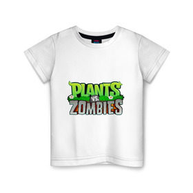 Детская футболка хлопок с принтом Plants vs zombies , 100% хлопок | круглый вырез горловины, полуприлегающий силуэт, длина до линии бедер | plants | zombies | игры