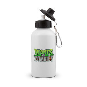 Бутылка спортивная с принтом Plants vs zombies , металл | емкость — 500 мл, в комплекте две пластиковые крышки и карабин для крепления | Тематика изображения на принте: plants | zombies | игры