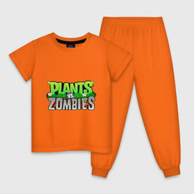 Детская пижама хлопок с принтом Plants vs zombies , 100% хлопок |  брюки и футболка прямого кроя, без карманов, на брюках мягкая резинка на поясе и по низу штанин
 | plants | zombies | игры