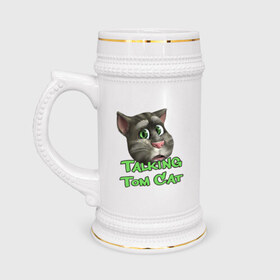 Кружка пивная с принтом Talking Tom Cat ,  керамика (Материал выдерживает высокую температуру, стоит избегать резкого перепада температур) |  объем 630 мл | говорящий кот том | игровые приложения | игры