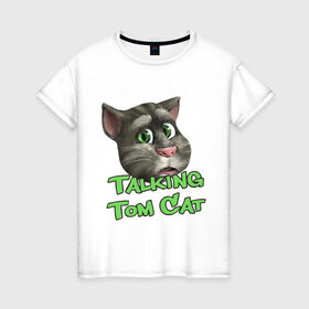 Женская футболка хлопок с принтом Talking Tom Cat , 100% хлопок | прямой крой, круглый вырез горловины, длина до линии бедер, слегка спущенное плечо | говорящий кот том | игровые приложения | игры