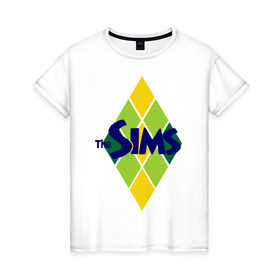 Женская футболка хлопок с принтом The Sims rhombus , 100% хлопок | прямой крой, круглый вырез горловины, длина до линии бедер, слегка спущенное плечо | игры | компьютерные игры | симс | симы