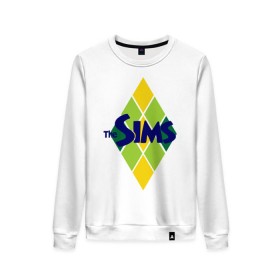 Женский свитшот хлопок с принтом The Sims rhombus , 100% хлопок | прямой крой, круглый вырез, на манжетах и по низу широкая трикотажная резинка  | игры | компьютерные игры | симс | симы