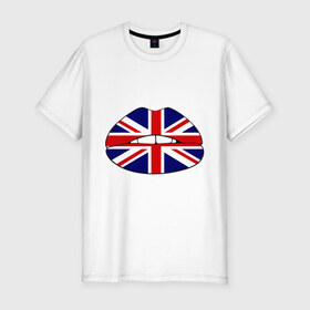 Мужская футболка премиум с принтом Britain lips , 92% хлопок, 8% лайкра | приталенный силуэт, круглый вырез ворота, длина до линии бедра, короткий рукав | england | great britain | lips | англия | британия | британский флаг | великобритания | губы | поцелуй