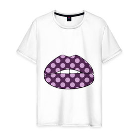 Мужская футболка хлопок с принтом Round lips , 100% хлопок | прямой крой, круглый вырез горловины, длина до линии бедер, слегка спущенное плечо. | 