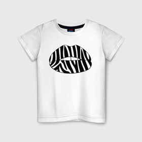 Детская футболка хлопок с принтом Zebra lips , 100% хлопок | круглый вырез горловины, полуприлегающий силуэт, длина до линии бедер | lips | губы | зебра | поцелуй